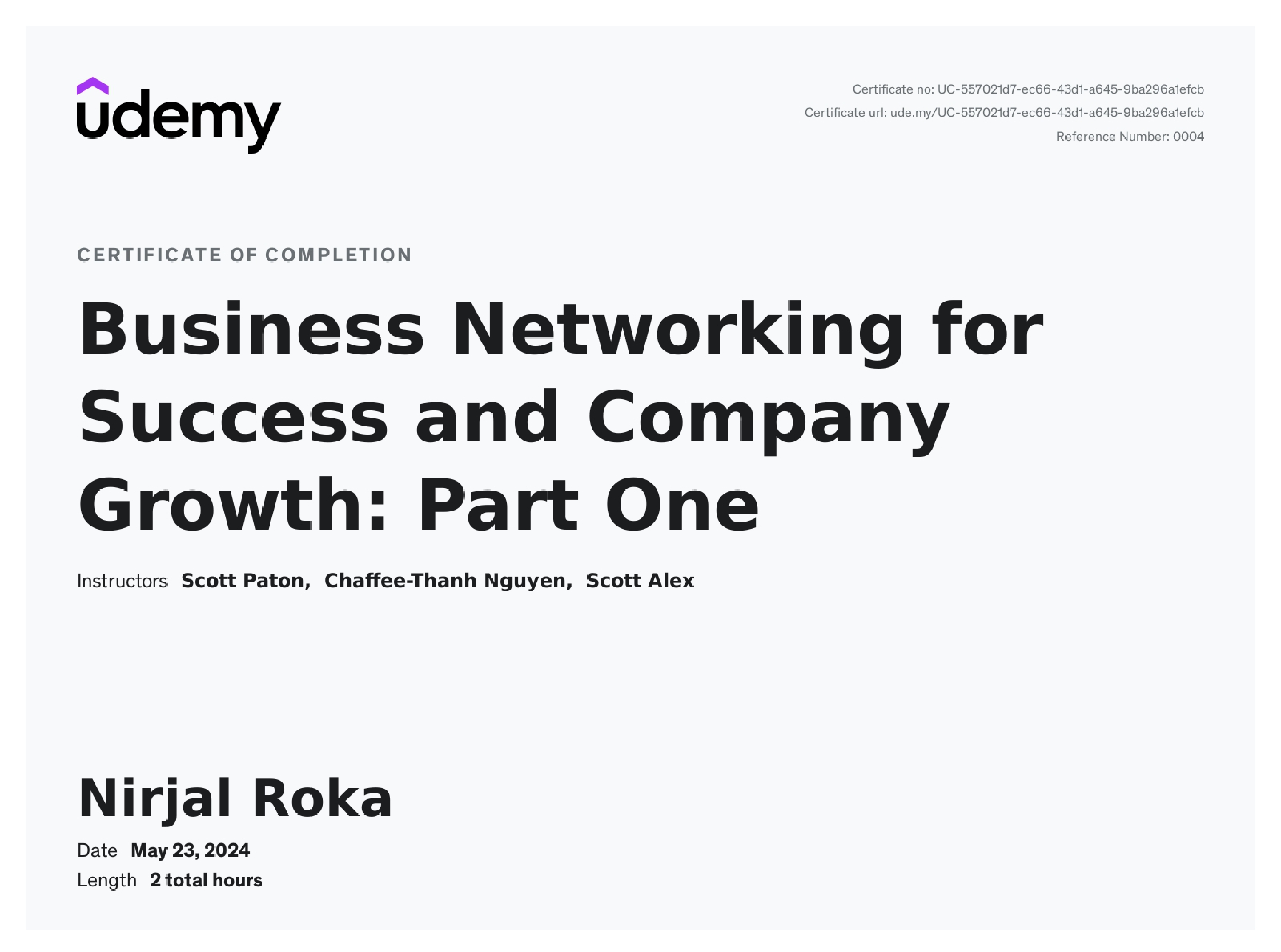 Business Networking Certificate